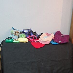 Small Dog Accessory Bundle Toys, Hatnesses, Clithing, Bowl, Toys Small And XS